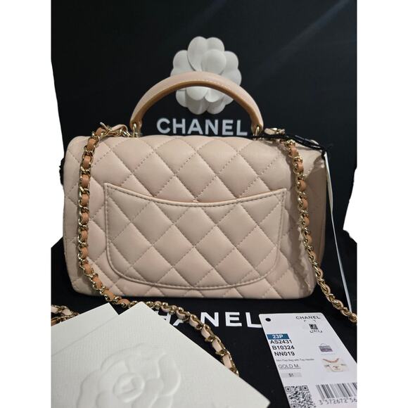 2023 Chanel Quilted Lambskin Mini Flap Top Handle Bag w/ Entrupy (15197) - Picture 2 of 16